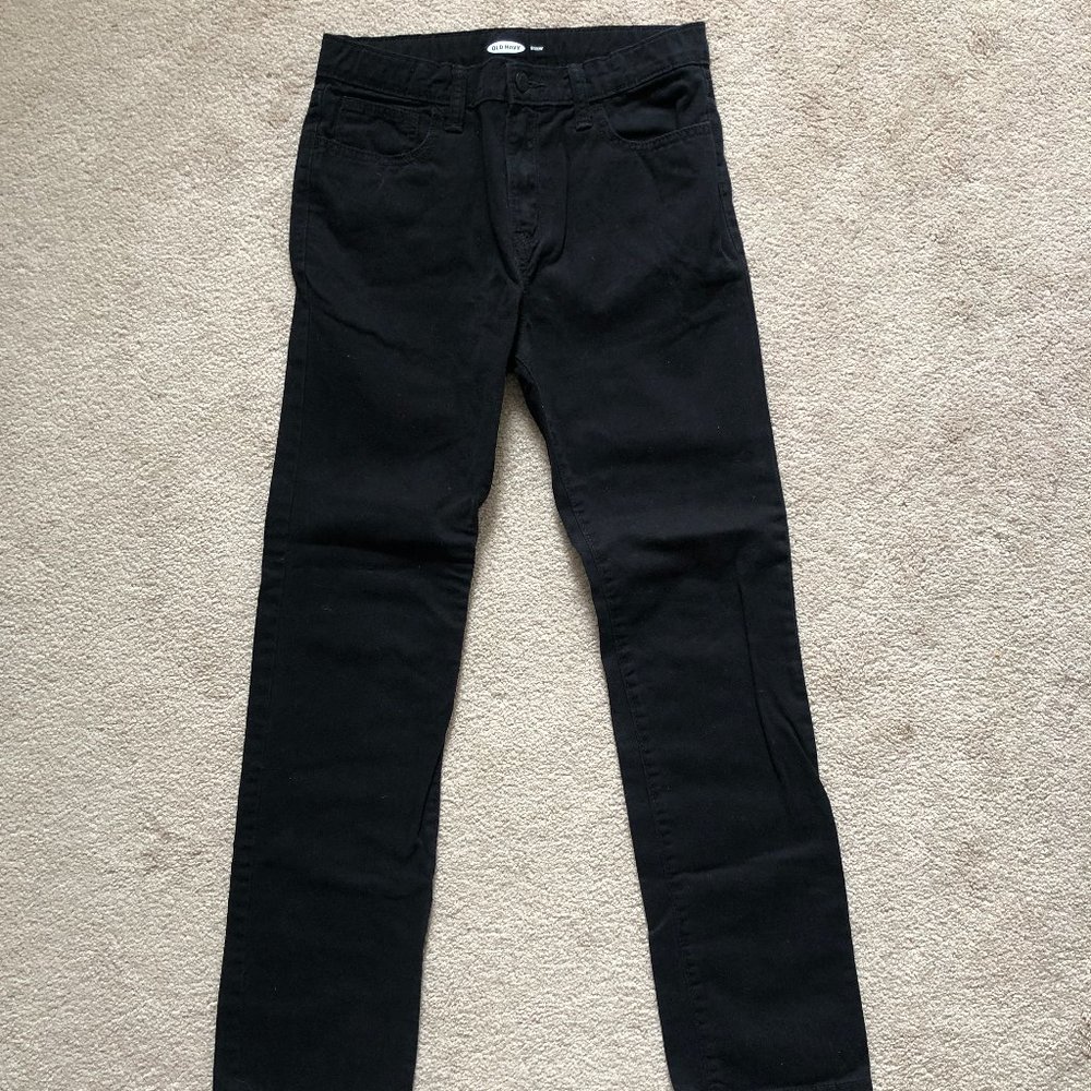 Boys Old Navy Black Skinny Pants 100% Cotton, Size 16